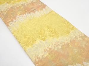 アンティーク　草花模様織り出し袋帯（着用可）